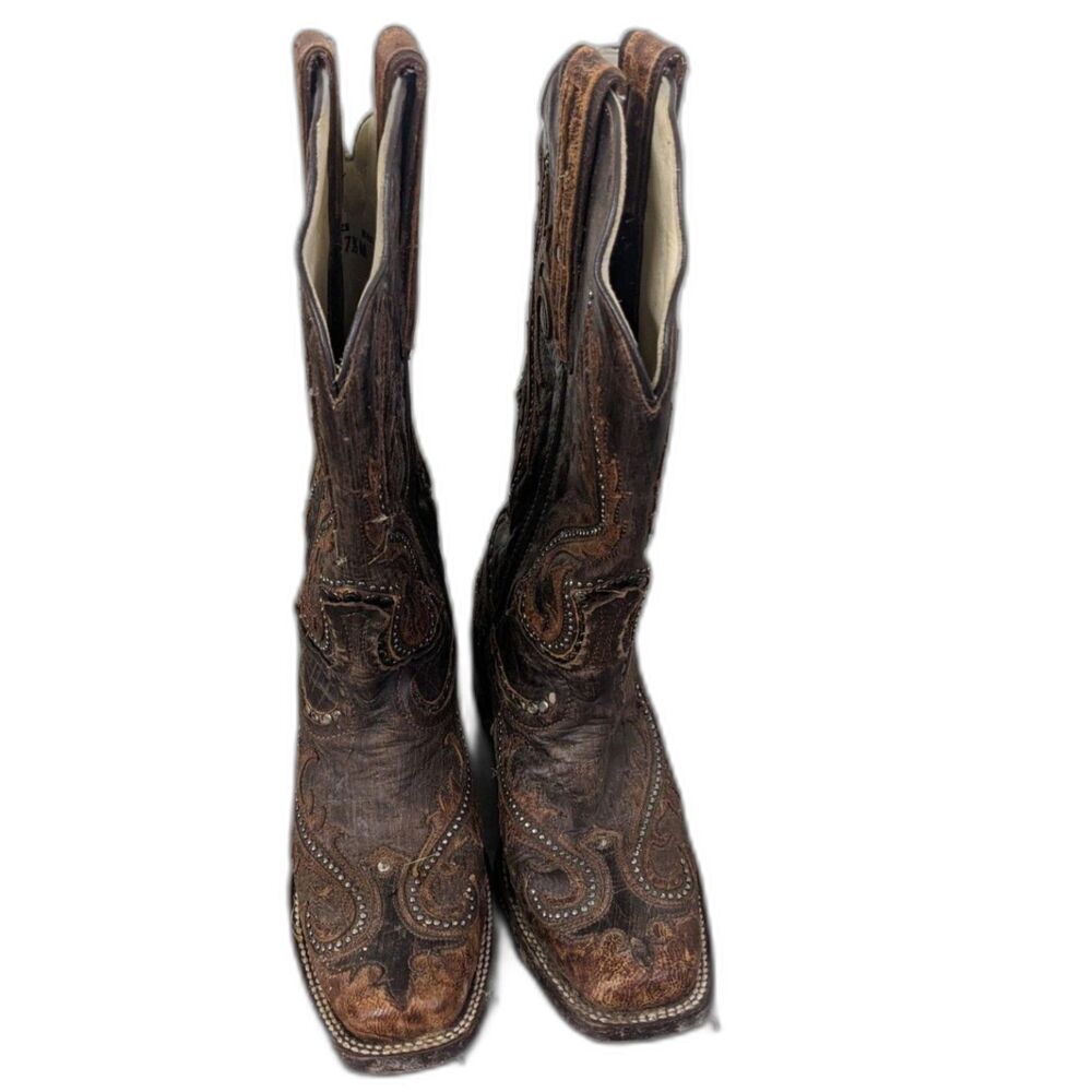 Corral Leather Embroidered Western Cowboy Boots Women's Size 7.5